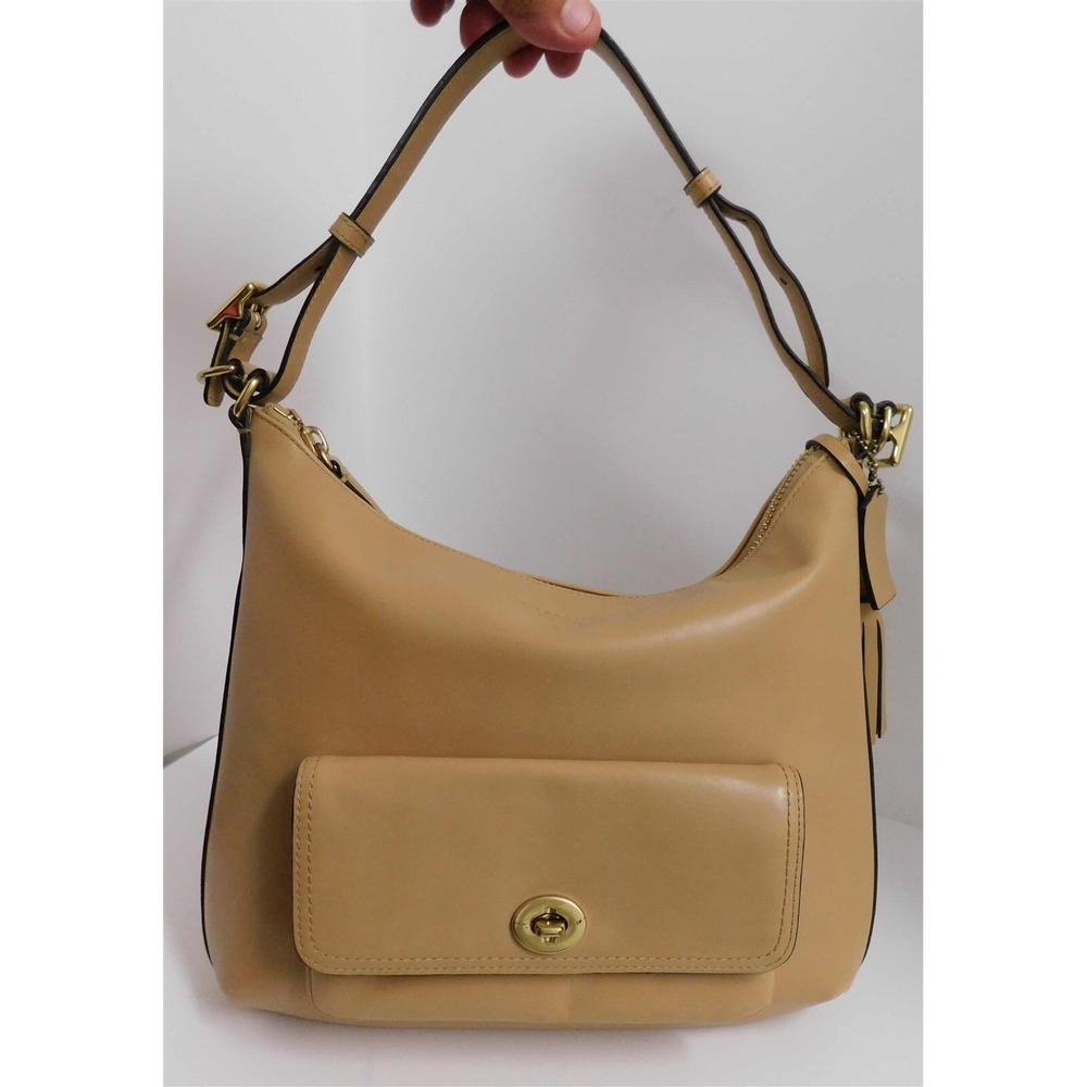 Coach 22381 Courtenay‎ Camel Beige Leather Front Pocket Hobo Bag